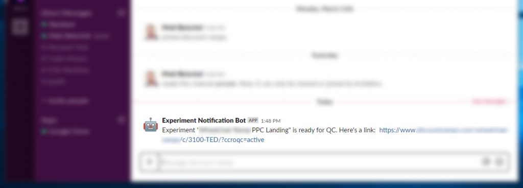 Experiment Notification Bot for Slack