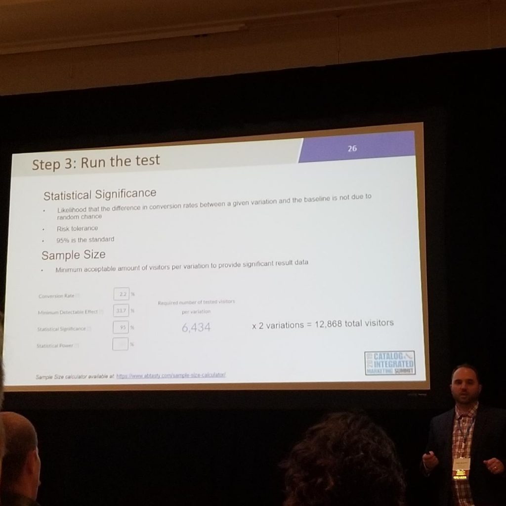 Matt presenting about statistical significance and sample size